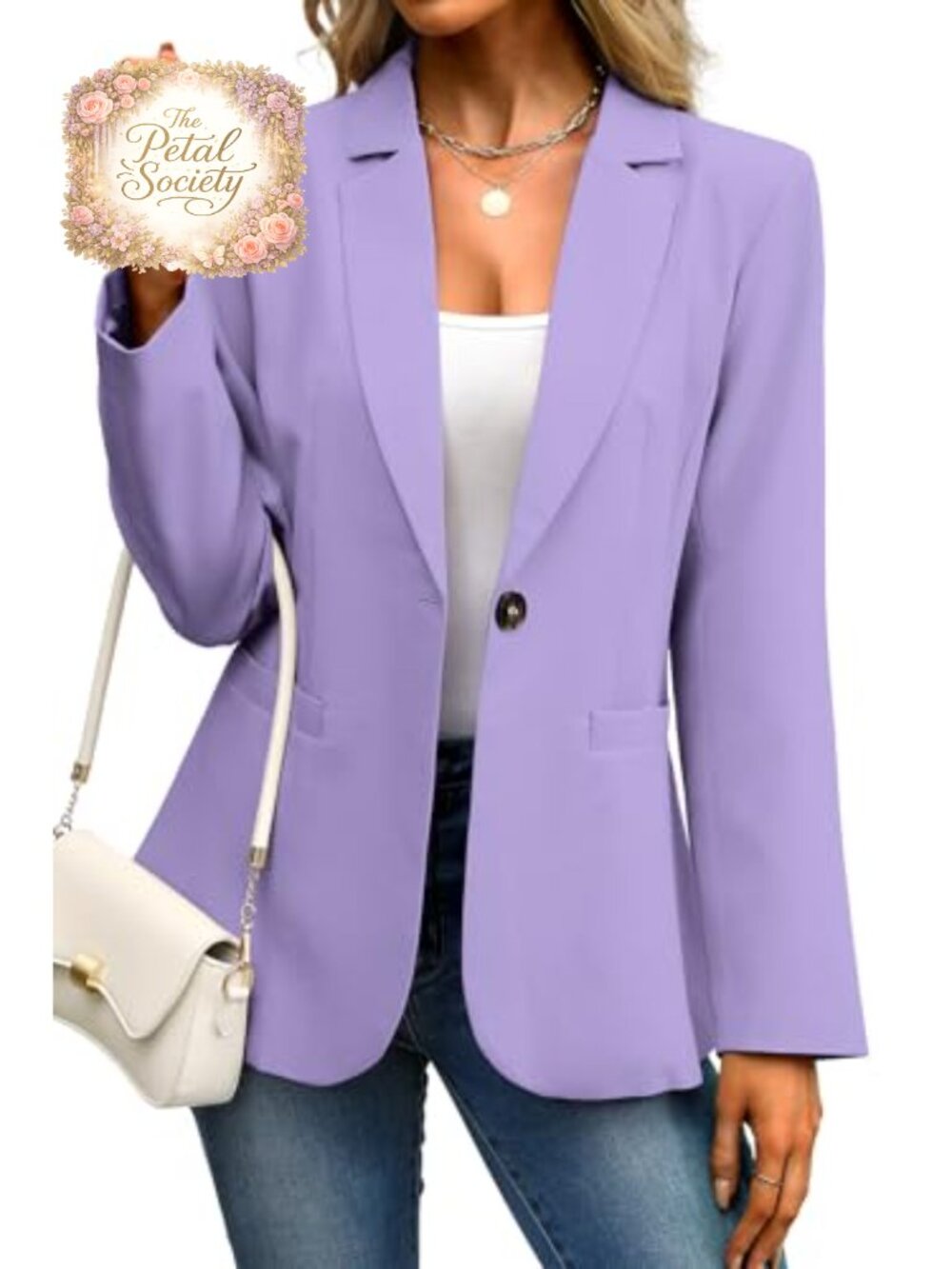 Women's Slim Fit Business Blazer Notch Collar Long Sleeve Suit Jacket